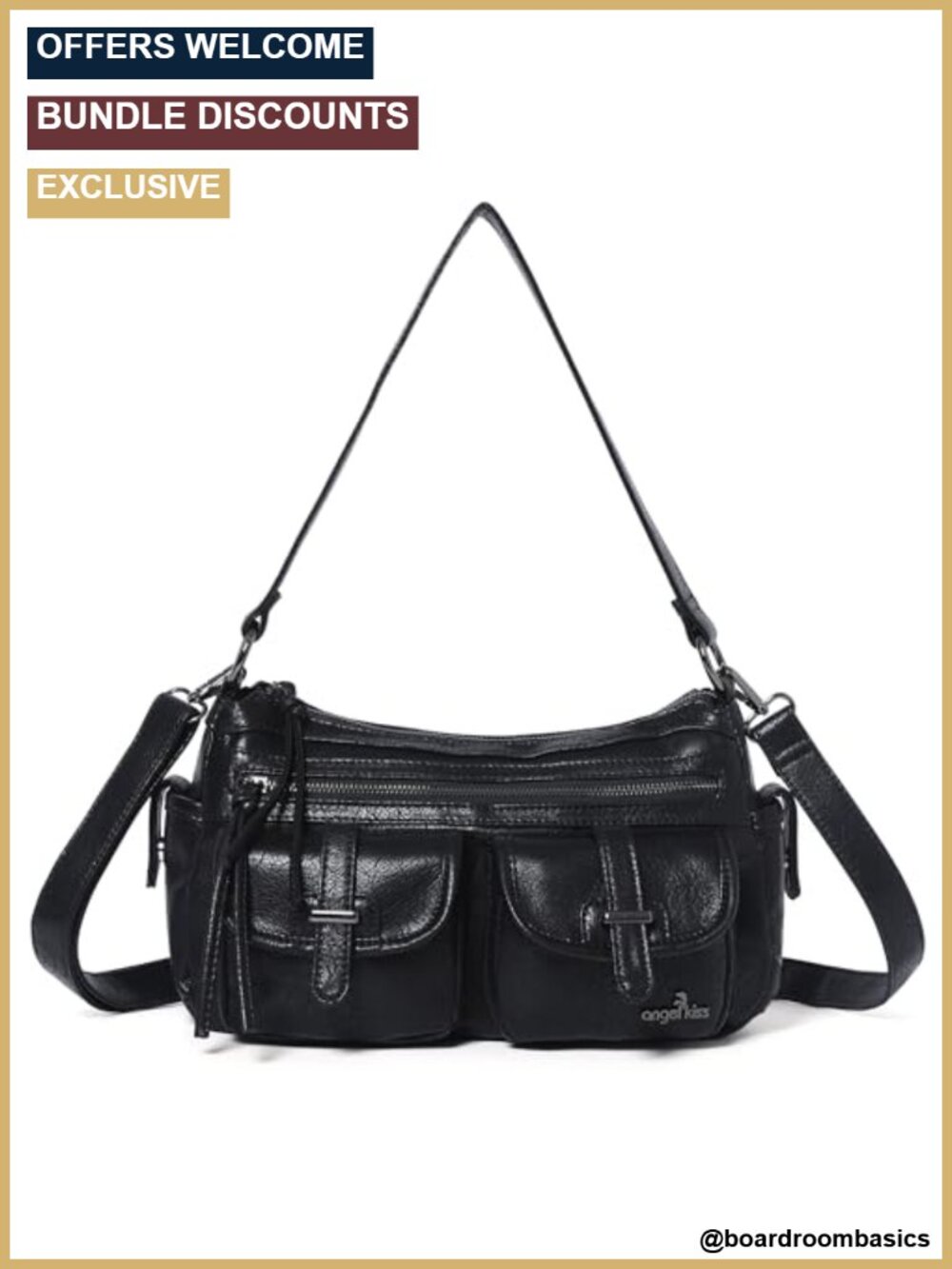 PU Leather Hobo Bag Crossbody Shoulder Purse Multi Pocket Adjustable Strap